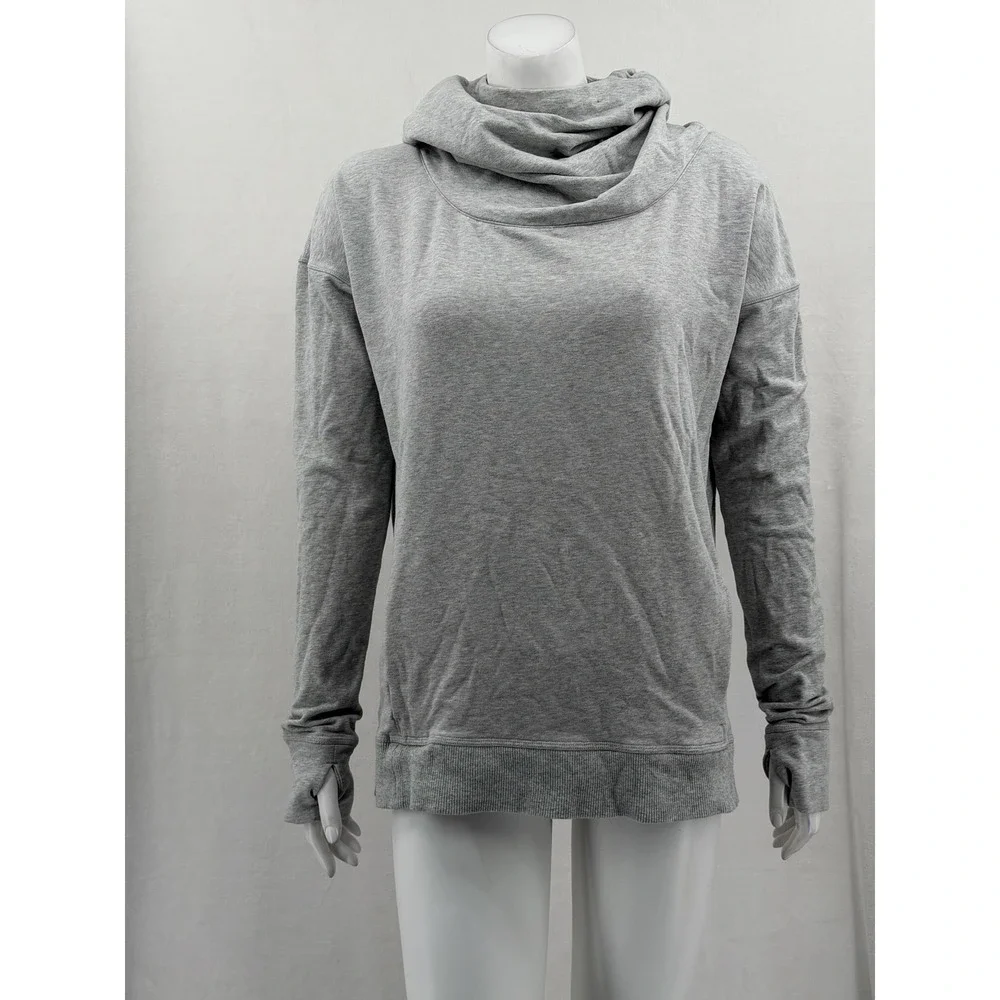 Lululemon Hoodie Womens 8 Gray Stress Less Cowl Funnel Neck Athleisure Sporty
